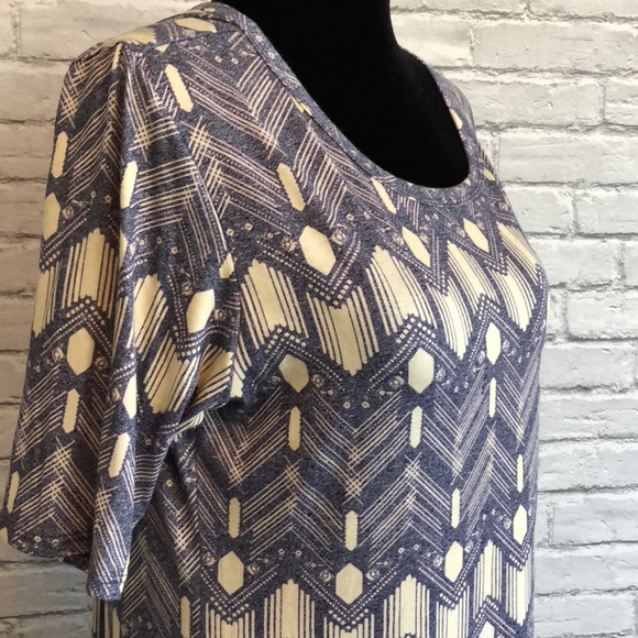 Lularoe Julia indigo & cream geometric dress L - Picture 2 of 8